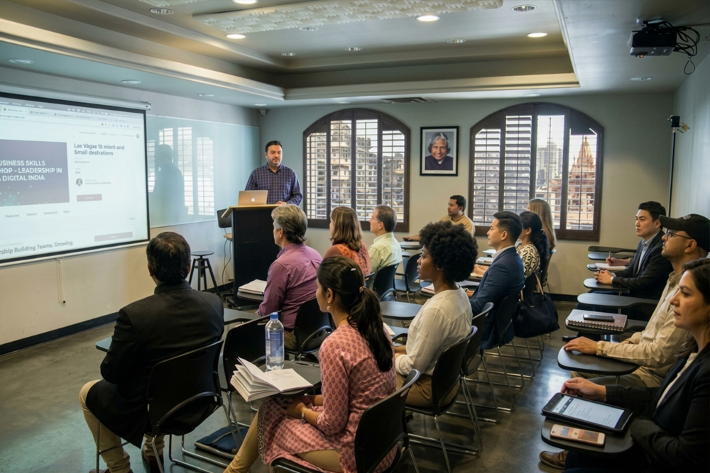 Higher education faculty in executive discussion